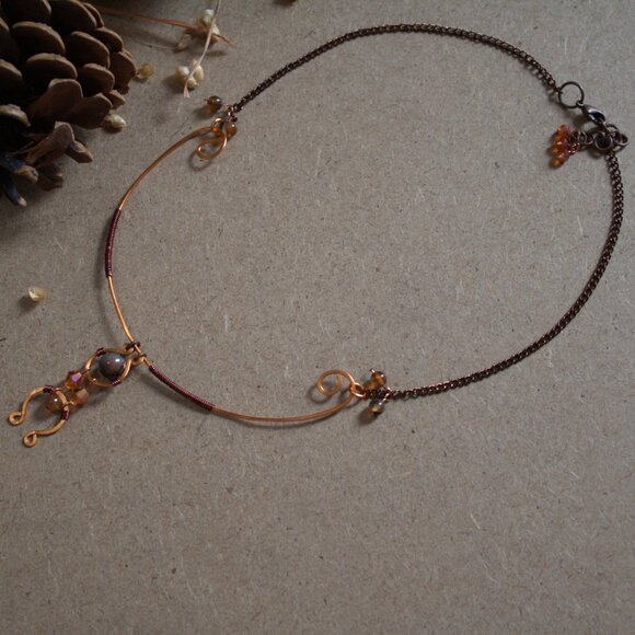 Copper Wire Rustic Necklace - Picture 2 of 5